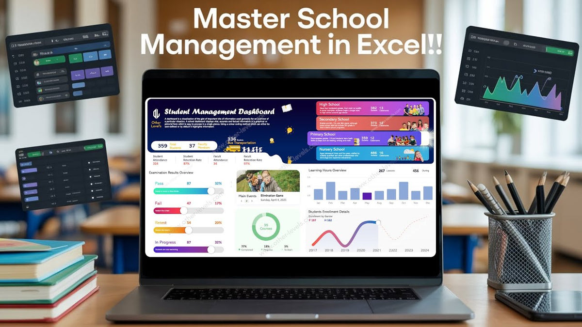 School Management Dashboard in Excel: Exams, Enrolment and Events