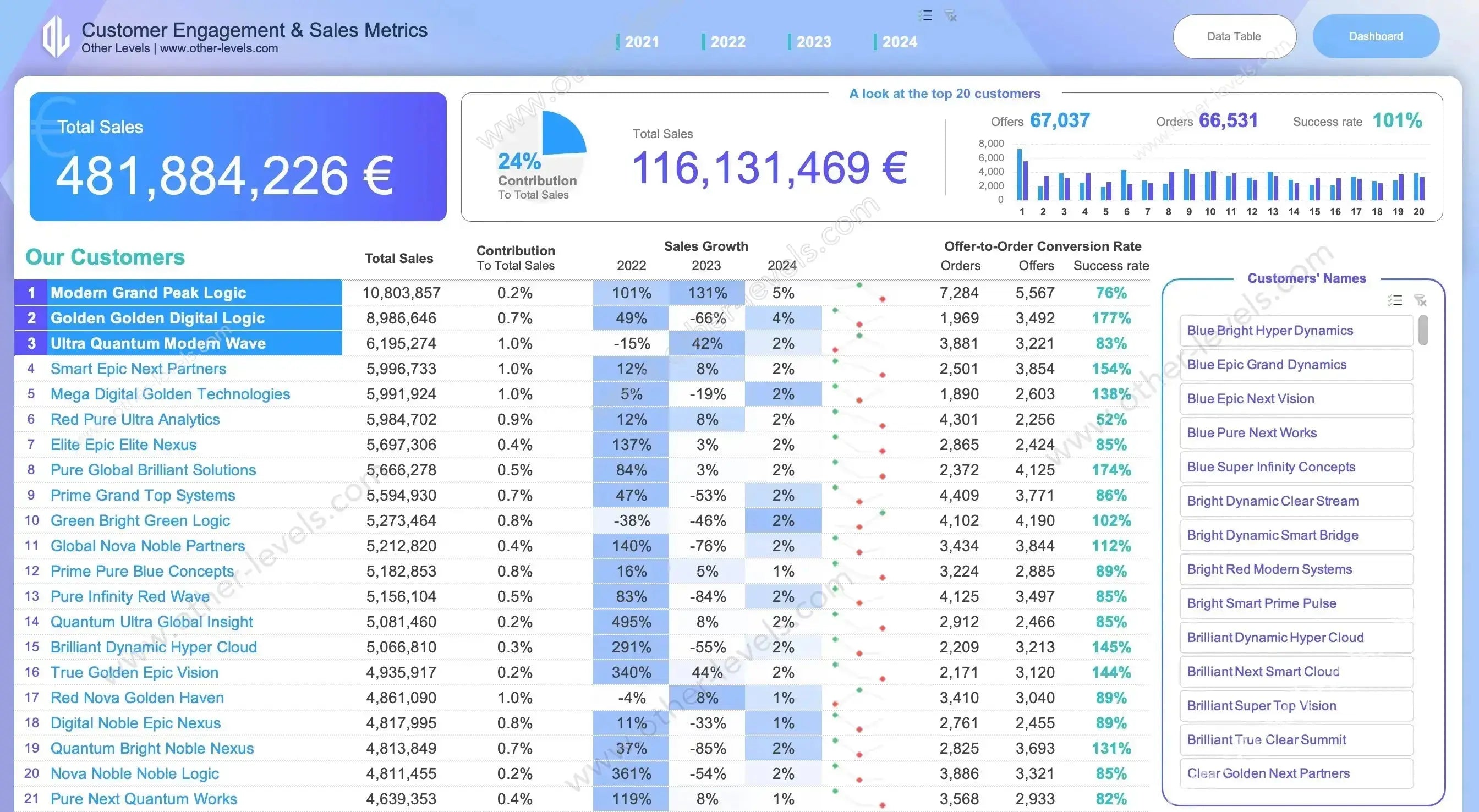 Customer Engagement & Sales Metrics Report - Other Levels