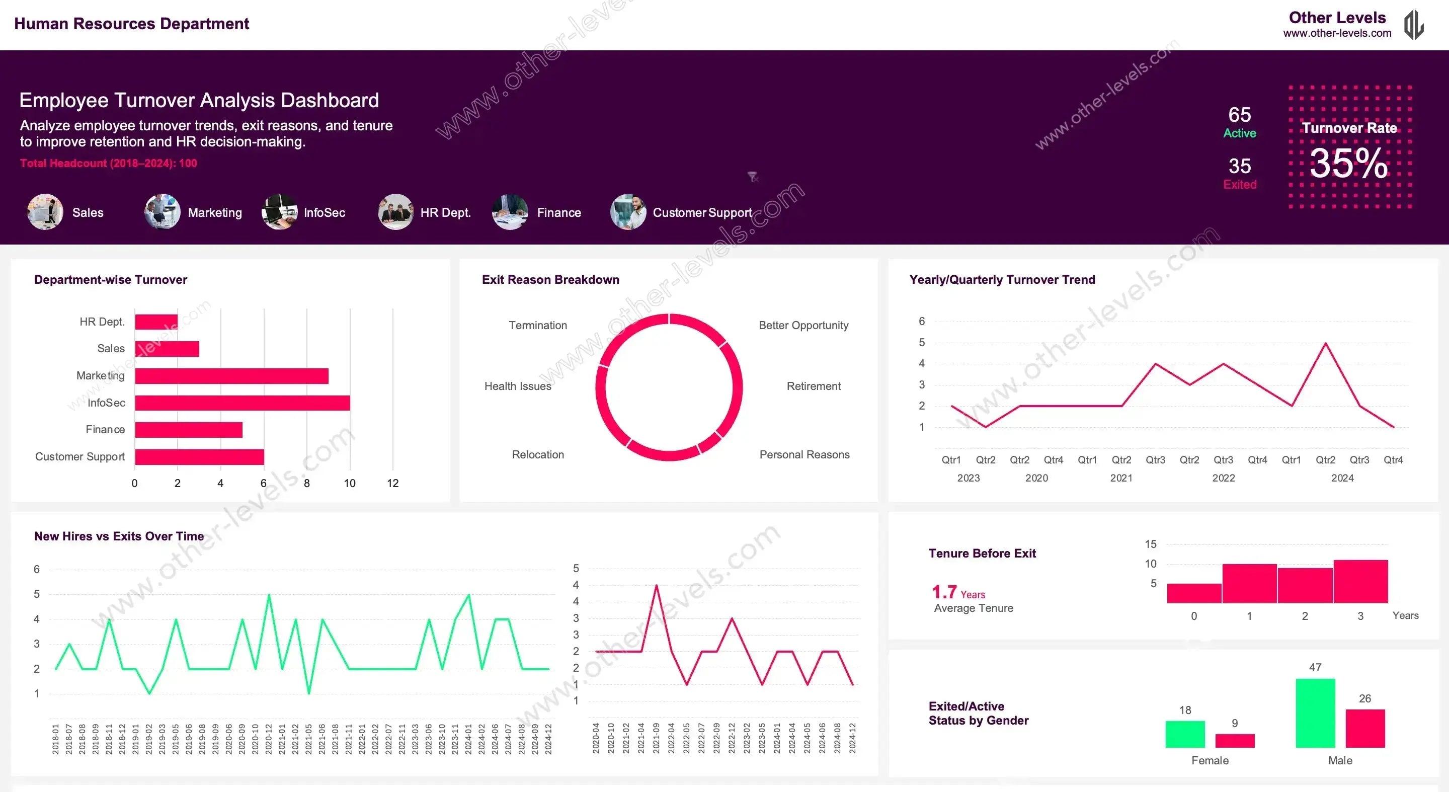 Employee Turnover Analysis – Excel Dashboard Dataset - Other Levels