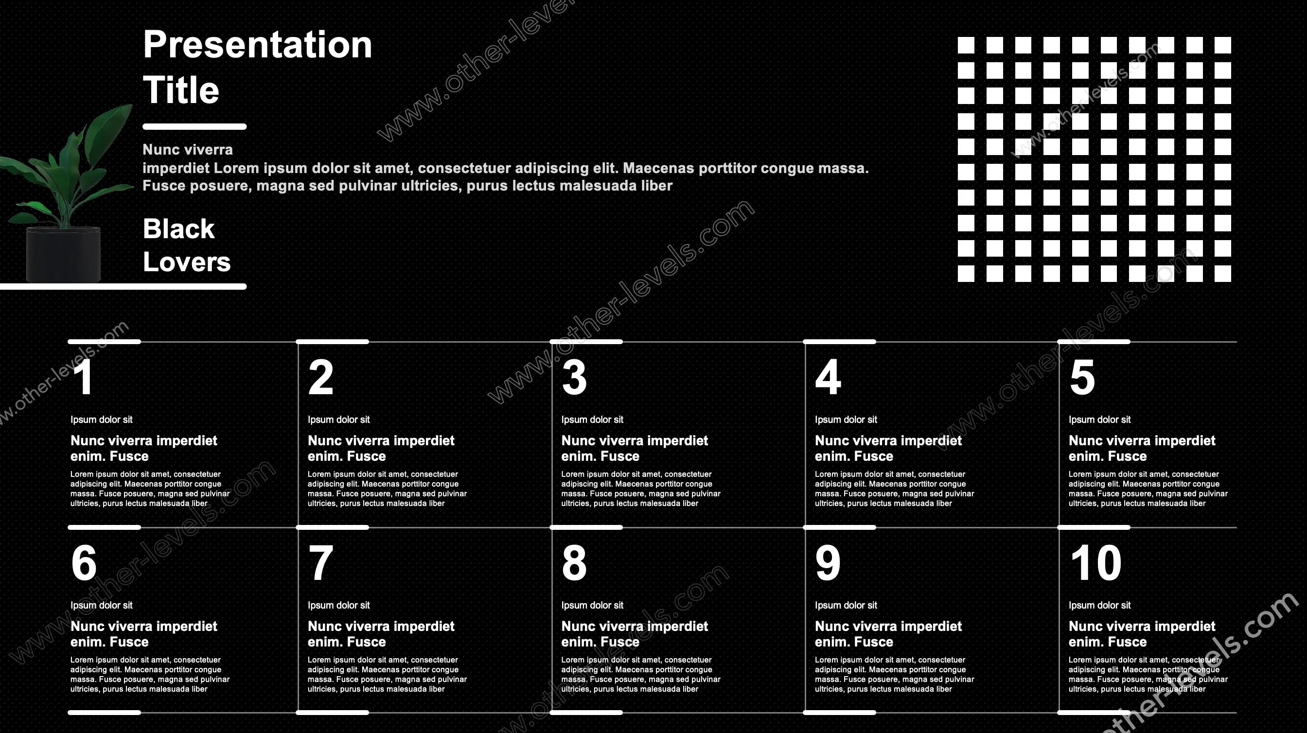 10 Steps Black Animated PowerPoint Template for Processes