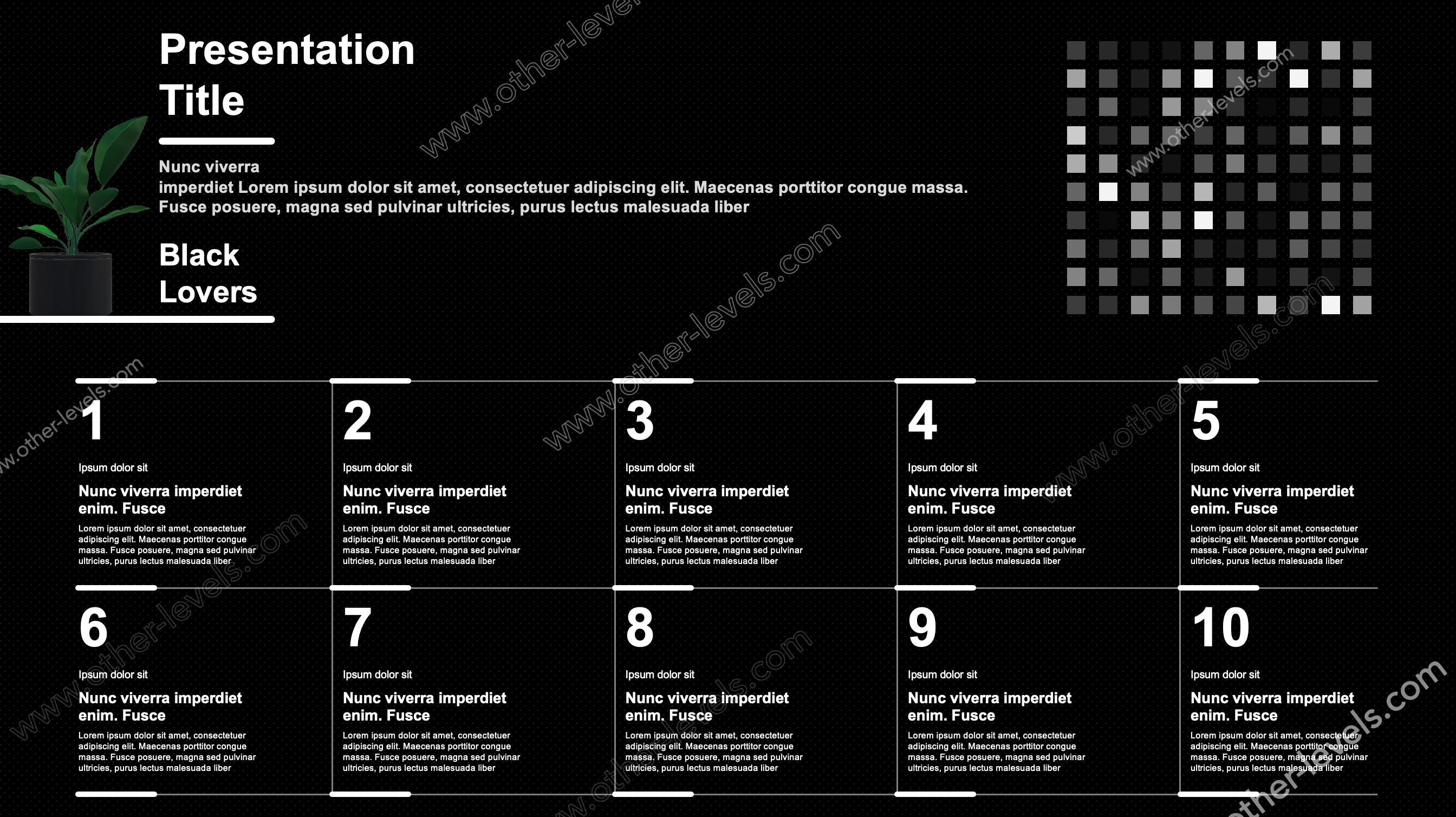 10 Steps Black Animated PowerPoint Template for Processes