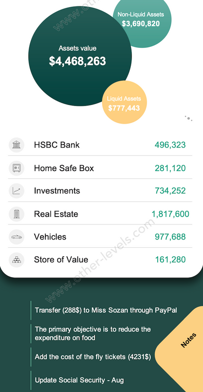 Personal Finance Excel Dashboard - Excel Mobile Version