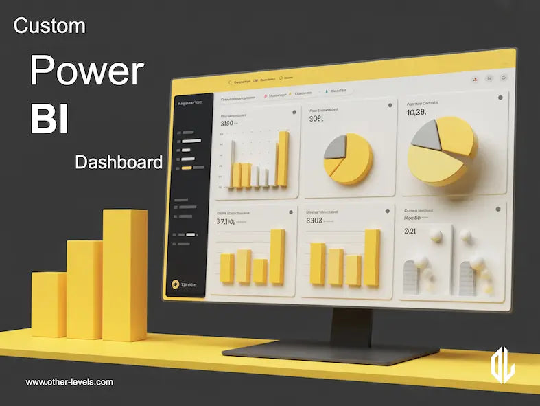Custom Power BI Dashboard with yellow and white design on a dark background