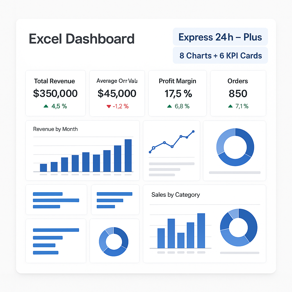 Basic Custom Excel Dashboard - 24-Hour Delivery