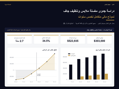 Laundromat & Dry Cleaning feasibility study Excel template – Arabic version