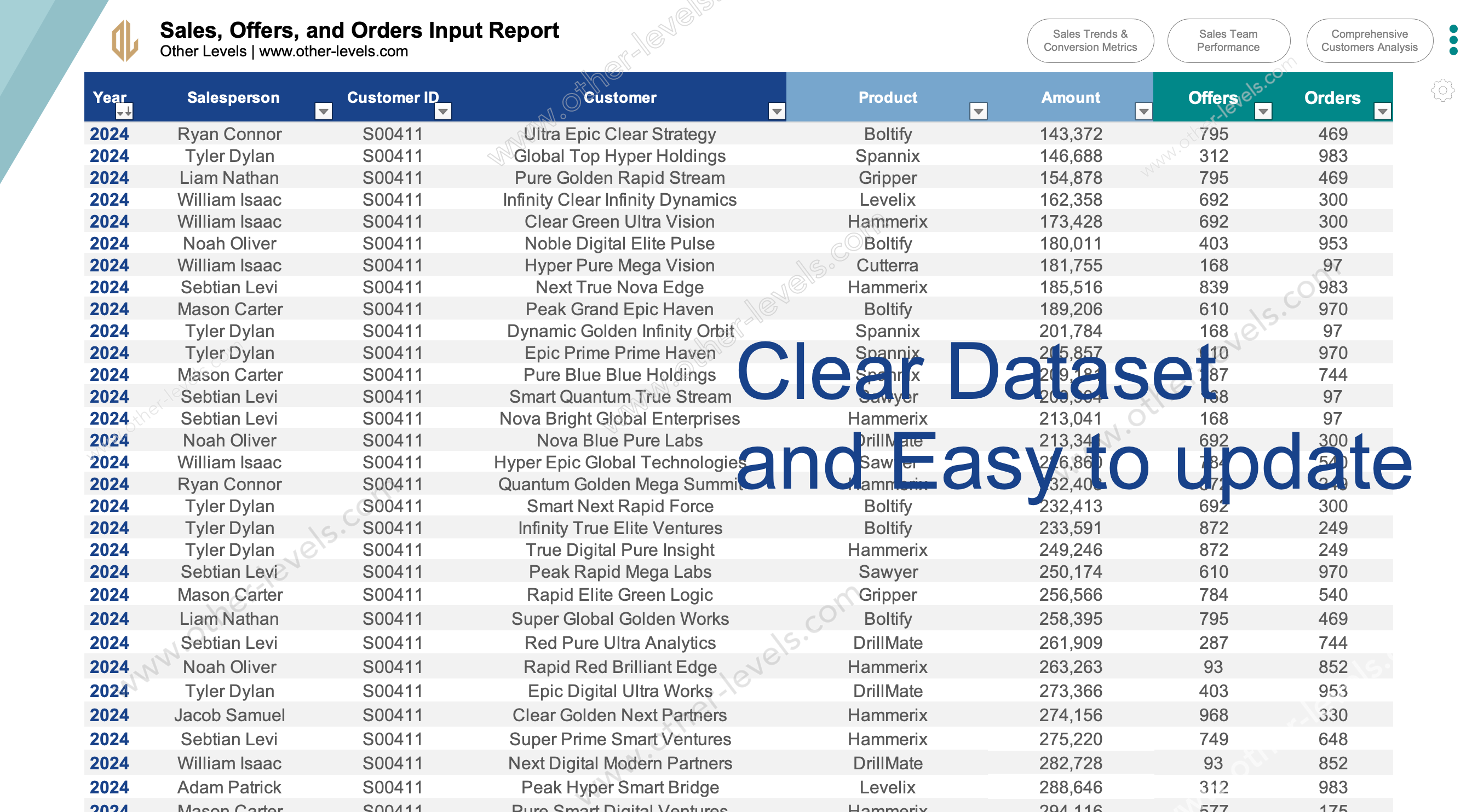 Sales and Offers and Orders Input Report
