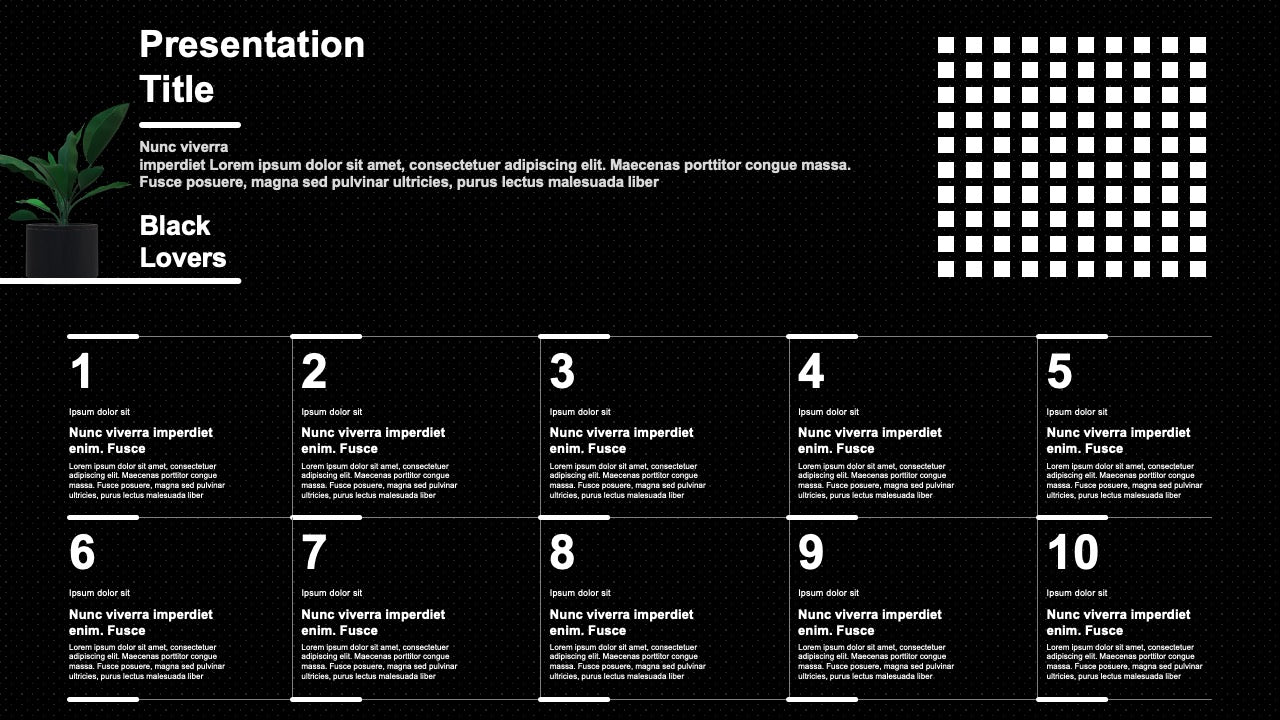 10 Steps Black Animated PowerPoint Slide