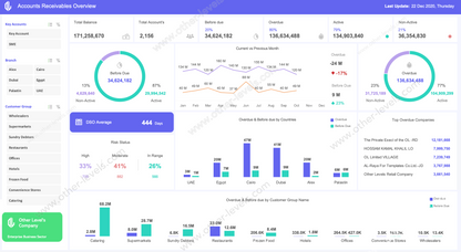 Account Receivable Overview excel dashboards template