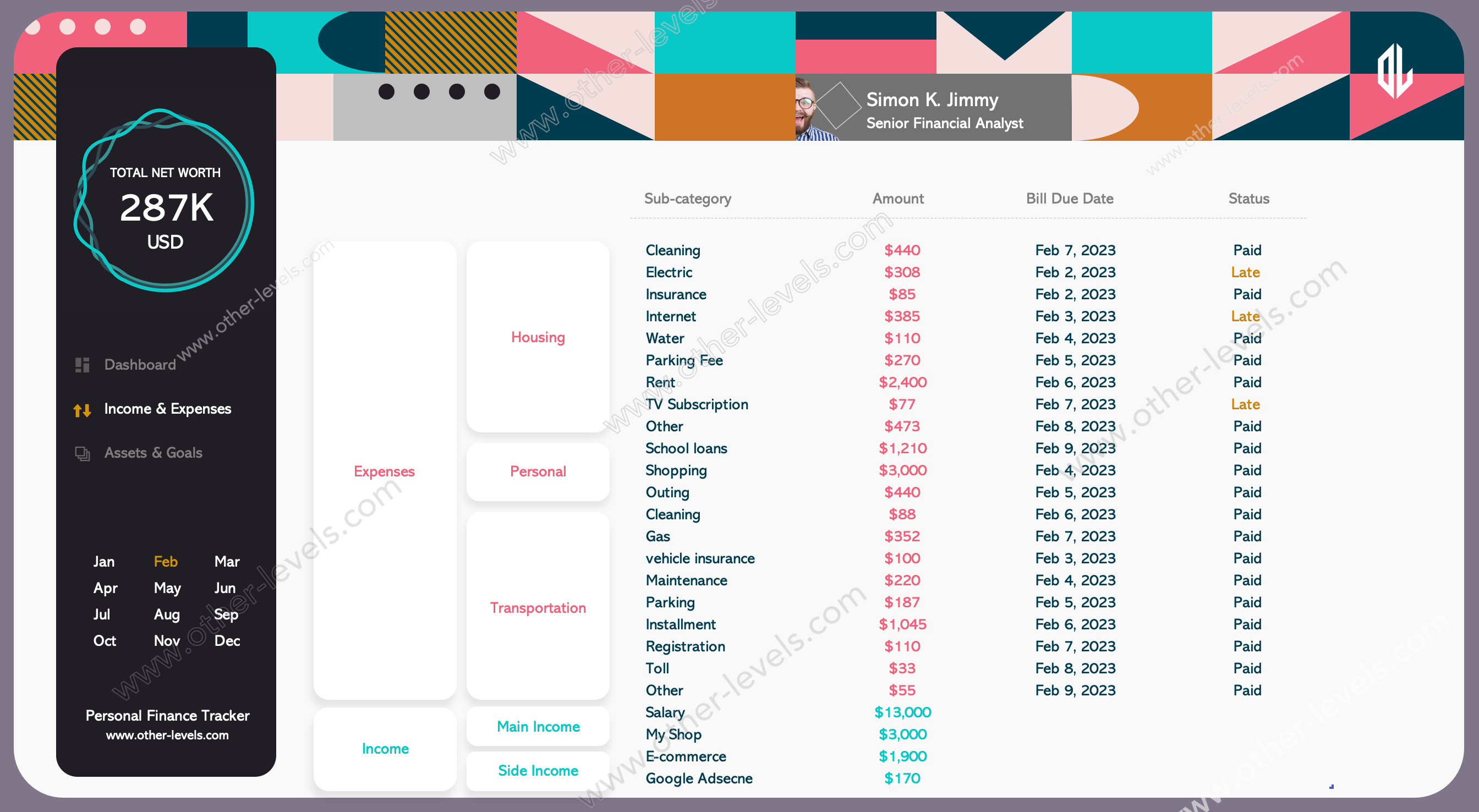 Excel dashboard Animated Personal Finance Tracker 2.xlsx