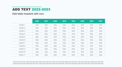 Year matrix Excel tables comparing results across multiple periods