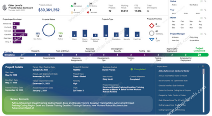 Projects Status and Details Advanced Excel Dashboards