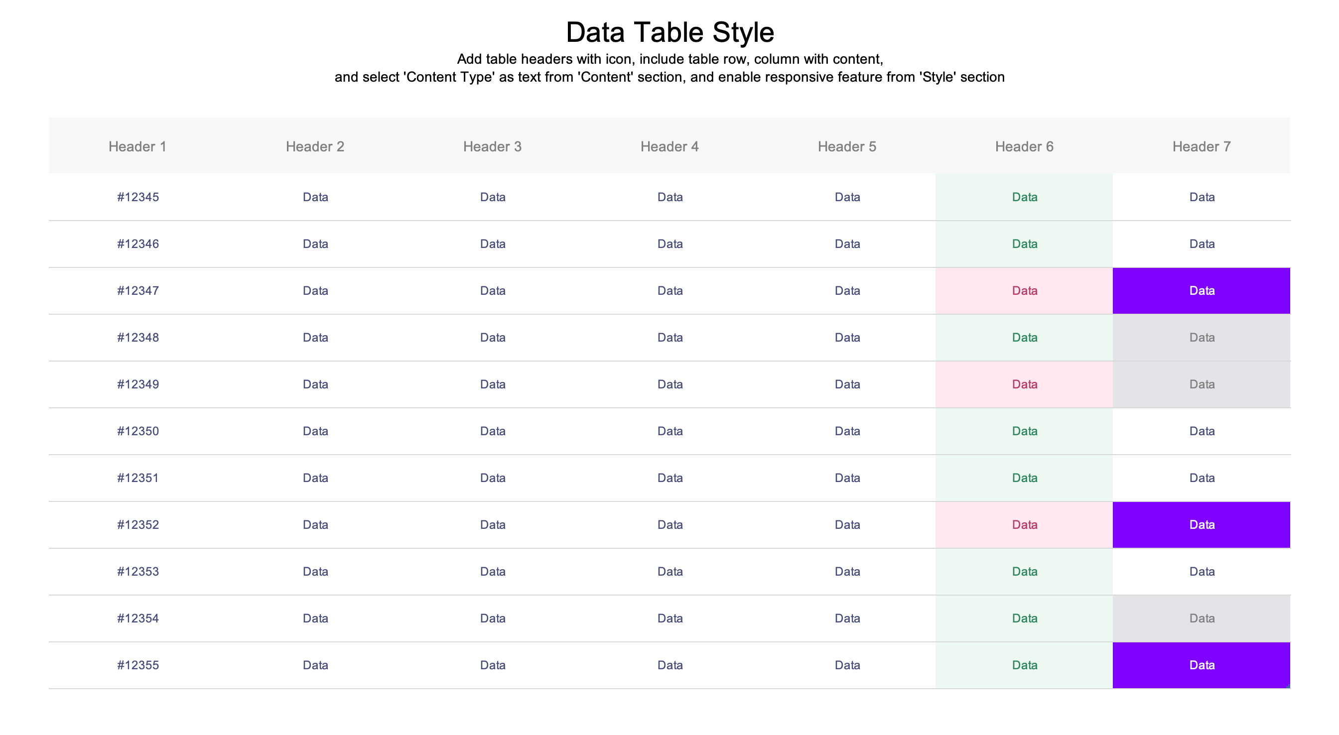 data table style Excel Dashboards template
